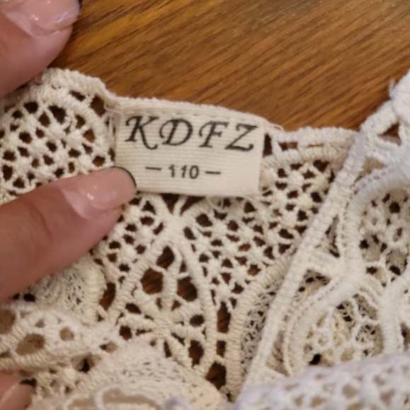 Blush & cream crocheted/rosette dress - Picture 2 of 5